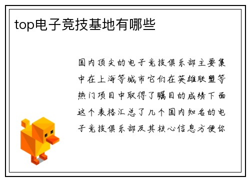 top电子竞技基地有哪些